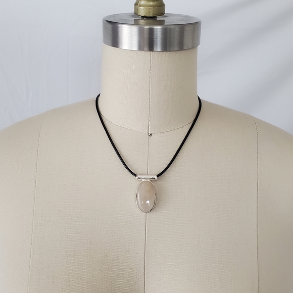 Handmade Rose Quartz Gemstone Set in 925 Sterling Silver Pendant 1.38", NWT - Picture 9 of 11